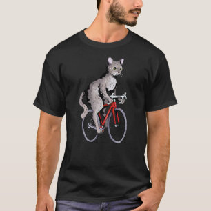 Devon Rex Cat Riding Bicycle Niedlich Biker Cyclis T-Shirt