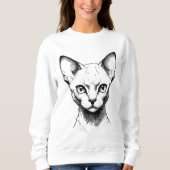 Devon Rex Cat Sketch Women's Sweater Sweatshirt (Vorderseite)
