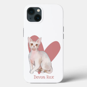 Devon Rex Cat Watercolor Kitty Pink Herz Case-Mate iPhone Hülle