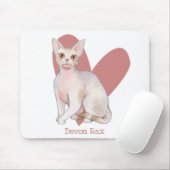 Devon Rex Cat Watercolor Kitty Pink Herz Mousepad (Mit Mouse)