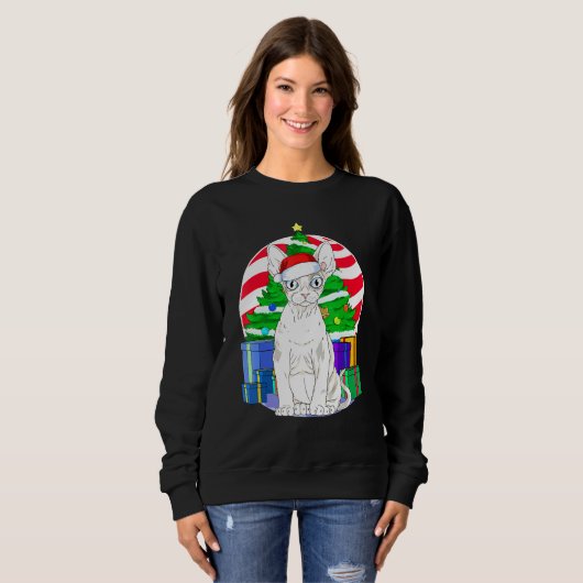 Devon Rex Cat Weihnachtsbaumdekor Sweatshirt (Vorne ganz)
