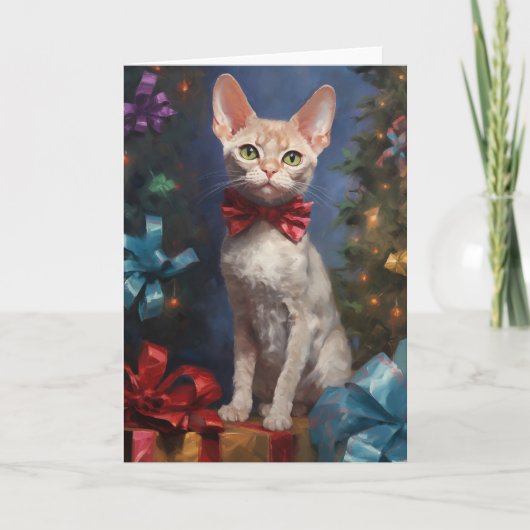 Devon Rex Cat Weihnachtsgrüßkarte Dankeskarte (Vorderseite)