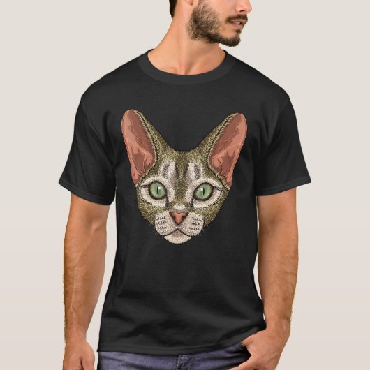 Devon Rex Gesicht Süße Devon Rex Katzenrasse Tier  T-Shirt (Vorderseite)
