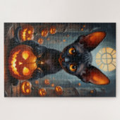 Devon Rex Gothic Halloween-Porträtkunst Puzzle (Horizontal)