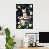 Devon Rex im Badewannenposter, Lustiges Katzenpost Poster (Heimbüro)