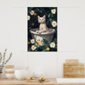 Devon Rex im Badewannenposter, Lustiges Katzenpost Poster (Küche)