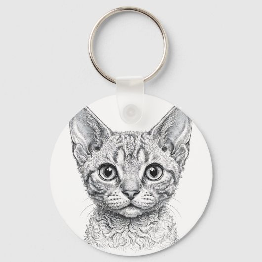 Devon Rex Kätzchen Schlüsselanhänger (Vorderseite)