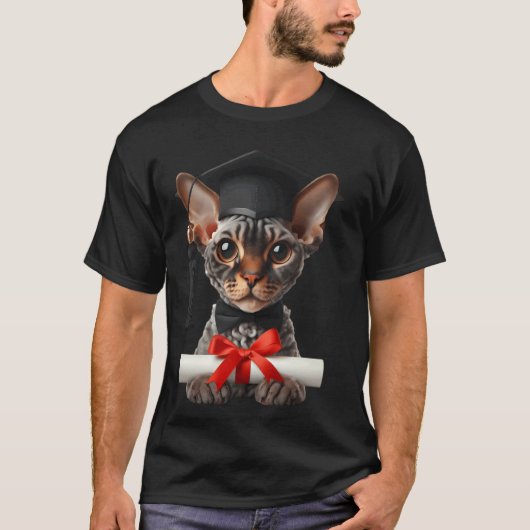 Devon Rex Katze Abschlussfeier Mütze Absolvent Dip T-Shirt (Vorderseite)