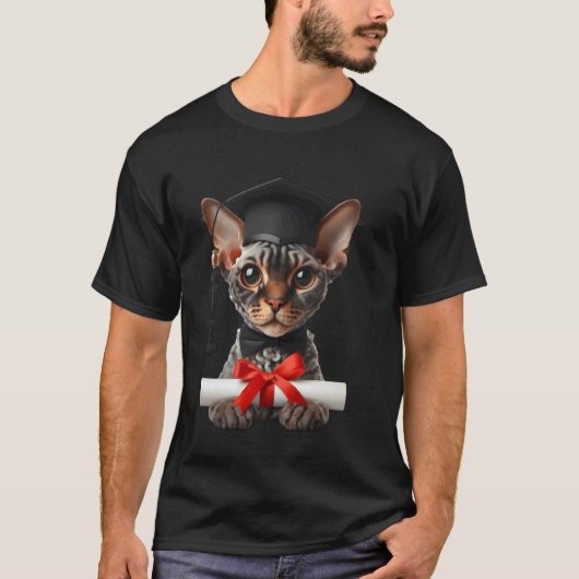 Devon Rex Katze Abschlussfeier Mütze Absolvent Dip T-Shirt (Vorderseite)