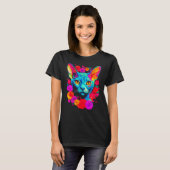 Devon Rex Katze Blume T-Shirt (Vorne ganz)