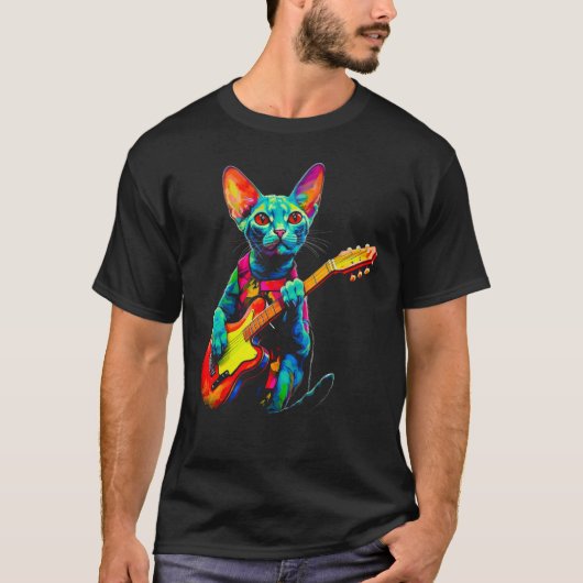 Devon Rex Katze Gitarre T-Shirt (Vorderseite)