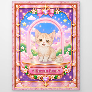 Devon Rex Katze, Kawaii Kunst Postkarte