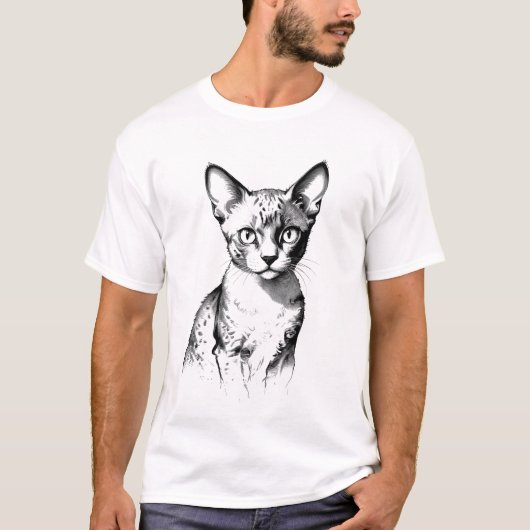 Devon Rex Katze Skizze Herren T-Shirt (Vorderseite)