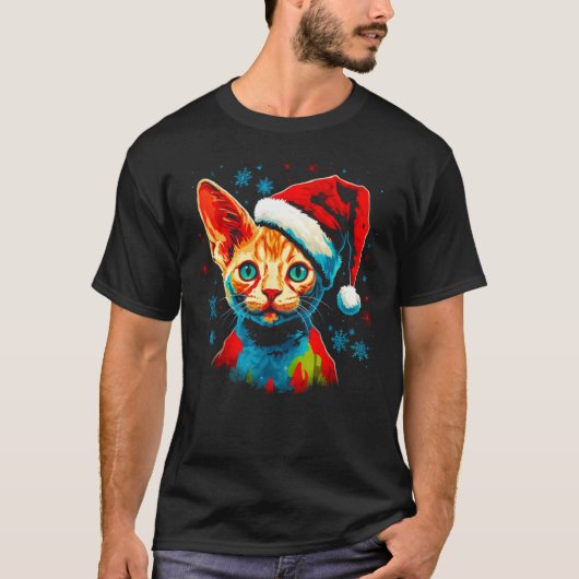 Devon Rex Katze Weihnachten T-Shirt (Vorderseite)