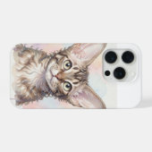 Devon Rex Katzen Wasserfarbenporträt iPhone Hülle (Rückseite (Horizontal))