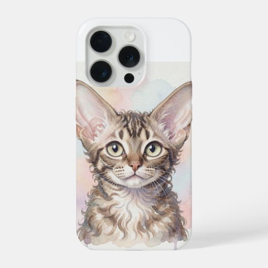 Devon Rex Katzen Wasserfarbenporträt iPhone Hülle (Rückseite)