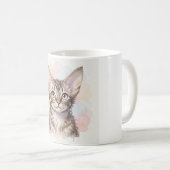 Devon Rex Katzen Wasserfarbenporträt Kaffeetasse (VorderseiteRechts)