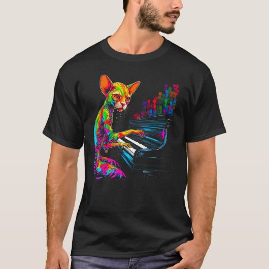Devon Rex Katzenklavier T-Shirt (Vorderseite)