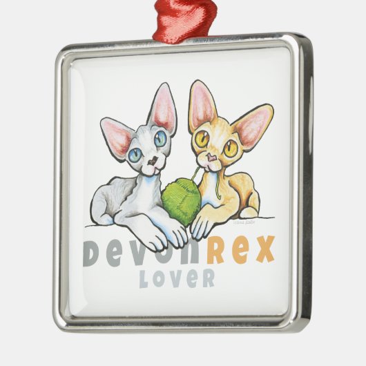 Devon Rex Lover Ornament Aus Metall (Links)
