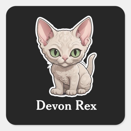 Devon Rex Quadratischer Aufkleber (Vorderseite)