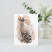 Devon Rex Sofi Postkarte (Stehend Vorderseite)