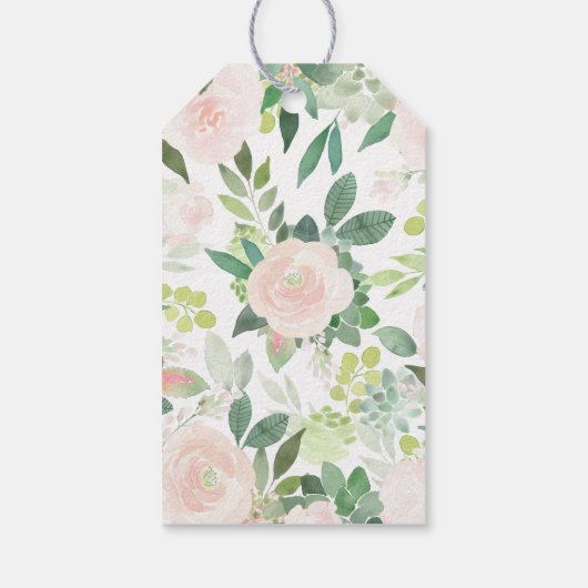 DEVON Succulent Blush Floral Baby Dusche Gefallen Geschenkanhänger (Rückseite)