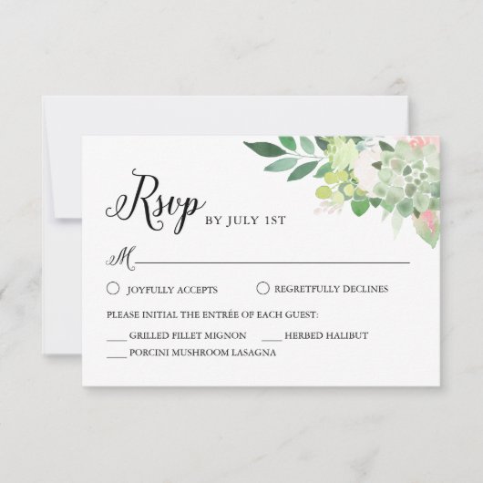 DEVON Succulent Greenerity RSVP Card Einladung (Vorderseite)