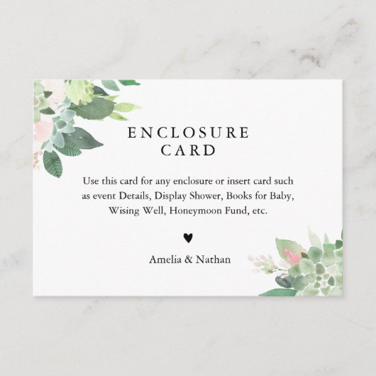 DEVON Succulous Blush Floral Enclosure Card Begleitkarte (Vorderseite)