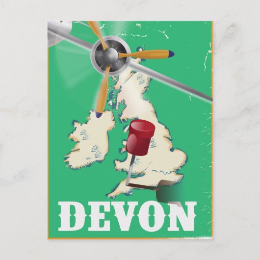 Devon Vintage-Reiseposter Postkarte (Vorderseite)