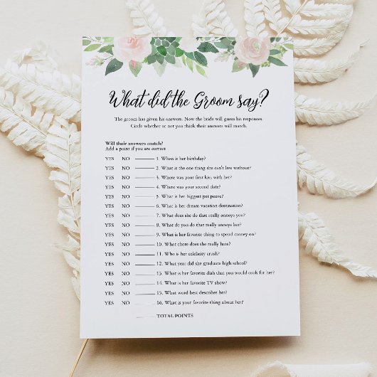 DEVON, was die Groom sagte, Bridal Game Card Einladung