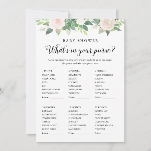 DEVON, was in Ihrem Purse Baby Shower Game ist Einladung (Vorderseite)