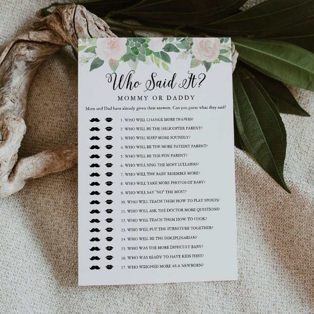 DEVON Wer sagte, es Mommy Daddy Baby Game Card (Von Creator hochgeladen)