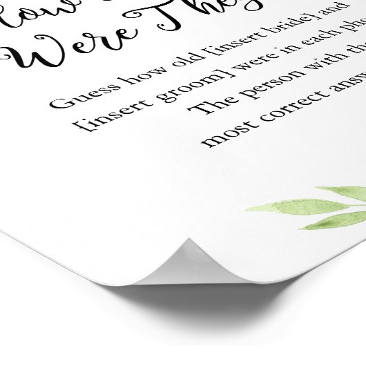 DEVON Wie alt waren sie Bridal Game Sign Poster (Ecke)