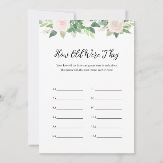 DEVON Wie alt waren sie Foto Brautparty Game Einladung (Vorderseite)