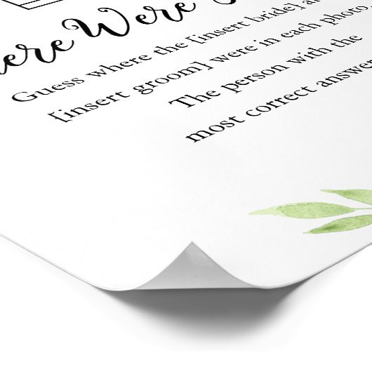 DEVON wo waren sie Brautparty Game Sign Poster (Ecke)