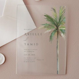 Devonport Modern Watercolor Palm Tree Wedding Acryleinladungen