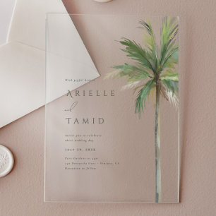 Devonport Modern Watercolor Palm Tree Wedding Acryleinladungen