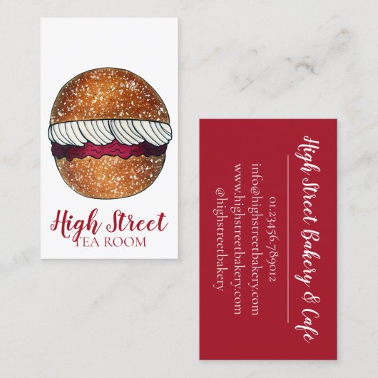 Devonshire Split Cream Jam Tea Shoppe Café Bakery Visitenkarte (Vorne/Hinten)