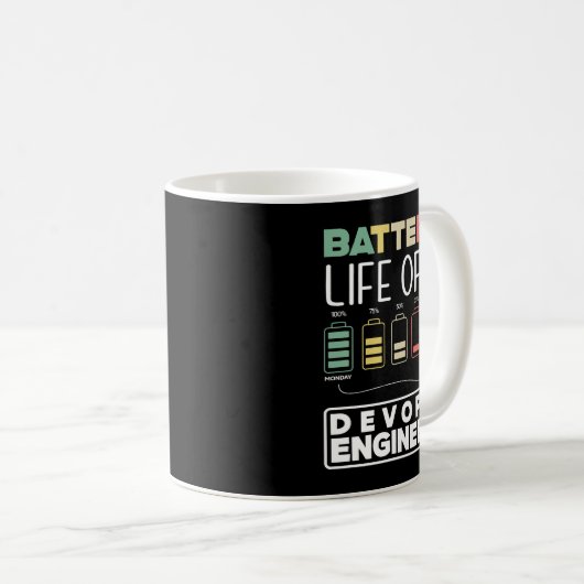 DevOps Engineer Battery Life Cloud Computing Kaffeetasse (VorderseiteRechts)