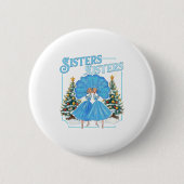 Devoted Sisters White Xmas Merry Christmas Snowfla Button (Vorderseite)