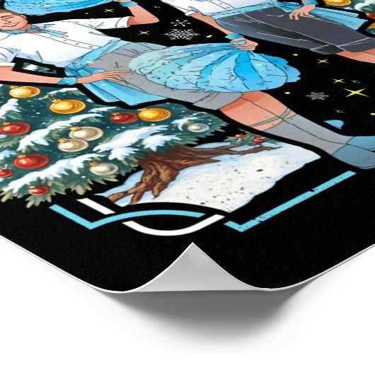 Devoted Sisters White Xmas Merry Christmas Snowfla Poster (Ecke)