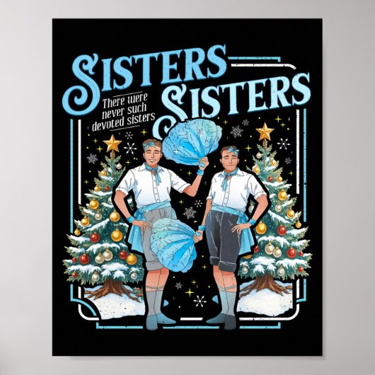 Devoted Sisters White Xmas Merry Christmas Snowfla Poster (Vorne)