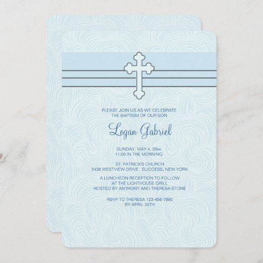 Devotion Blue Religious Einladung (Vorne/Hinten)