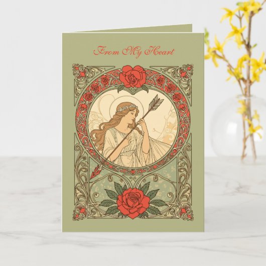 Devotion Vintage Art Nouveau Romance Karte (Gelbe Blume)