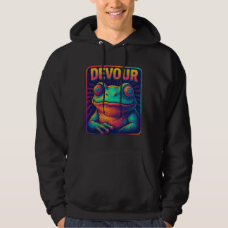 DEVOUR – Hypnotisches Retro-Frosch-Pixel-Art-Desig Hoodie
