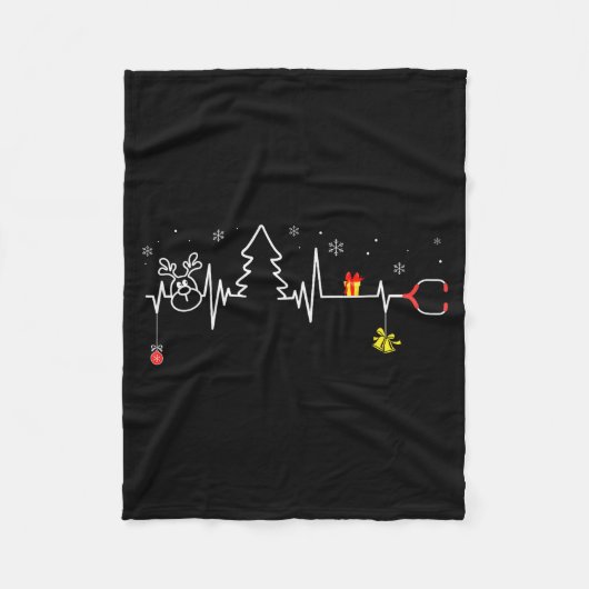 Devoxtee Christmas Tree Heartbeat Funny Christmas Fleecedecke (Vorderseite)