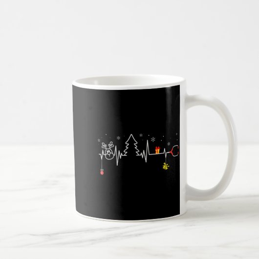 Devoxtee Christmas Tree Heartbeat Funny Christmas Kaffeetasse (Rechts)