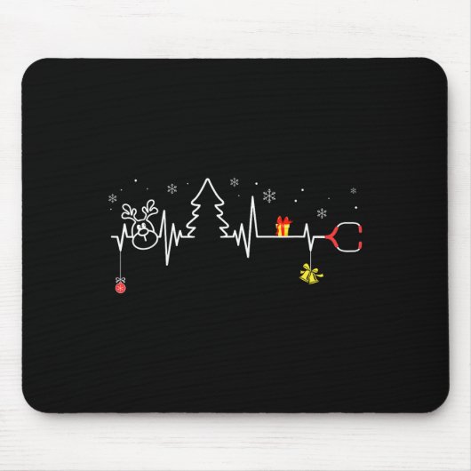 Devoxtee Christmas Tree Heartbeat Funny Christmas Mousepad (Vorne)