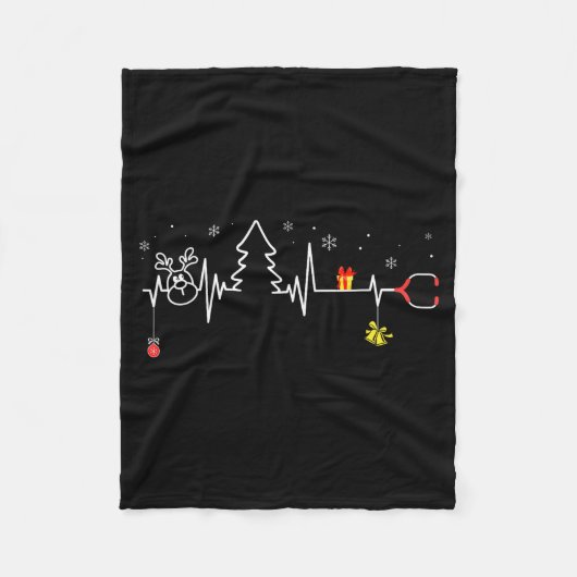 Devoxtee Weihnachtsbaum Herzschlag Lustiger Weihna Fleecedecke (Vorderseite)