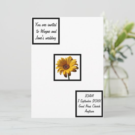 Dew Drops Daisy Wedding Einladung (Stehend Vorderseite)